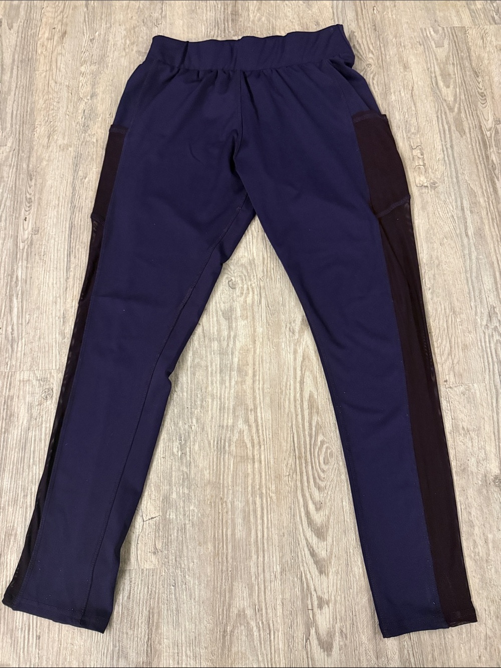 Women’s Dark Purple Leggings with Sheer Contrast Side Panels